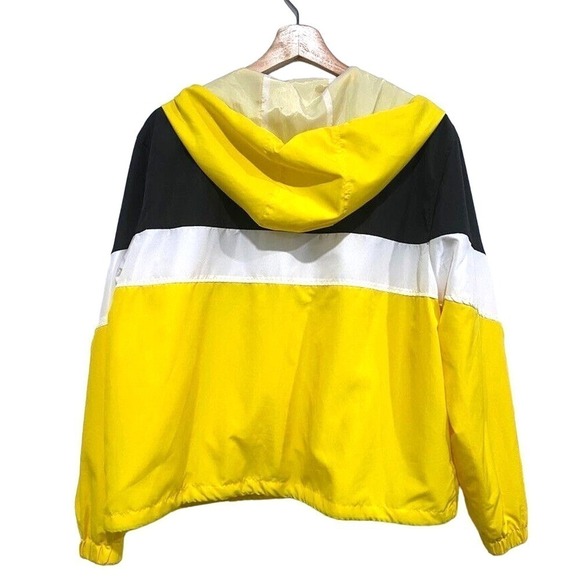 Angel Kiss Los Angeles wind breaker yellow black hooded jacket Women's size L - Picture 3 of 4